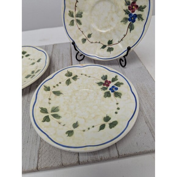 LongChamps France Nemours Set of 3 Saucers Plates Vintage 6 1/2” Hand Painted - Picture 3 of 8